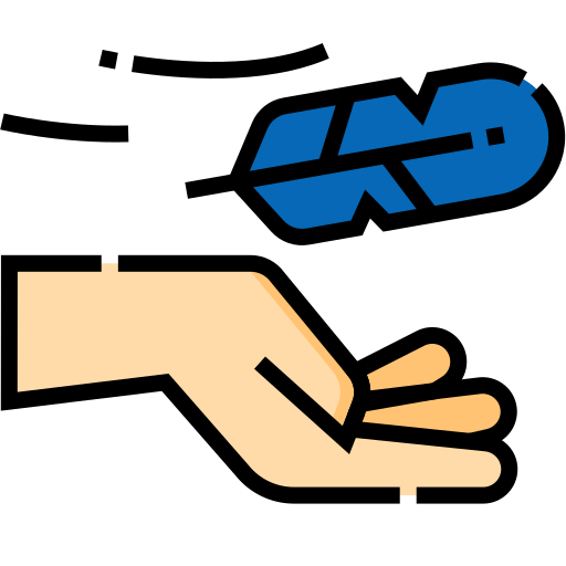 Logo de uma pena sobre uma mão.
